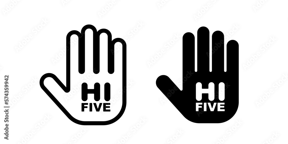 Hand hi five icon over transparent illustration