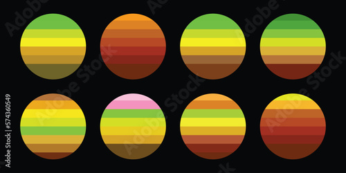 Original vector vintage set. Round retro sunset collection.