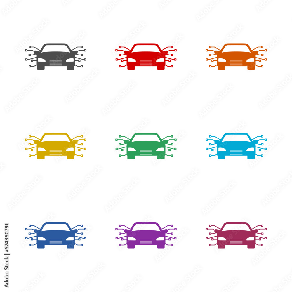 Diagnostics car tech icon isolated on white background. Set icons colorful