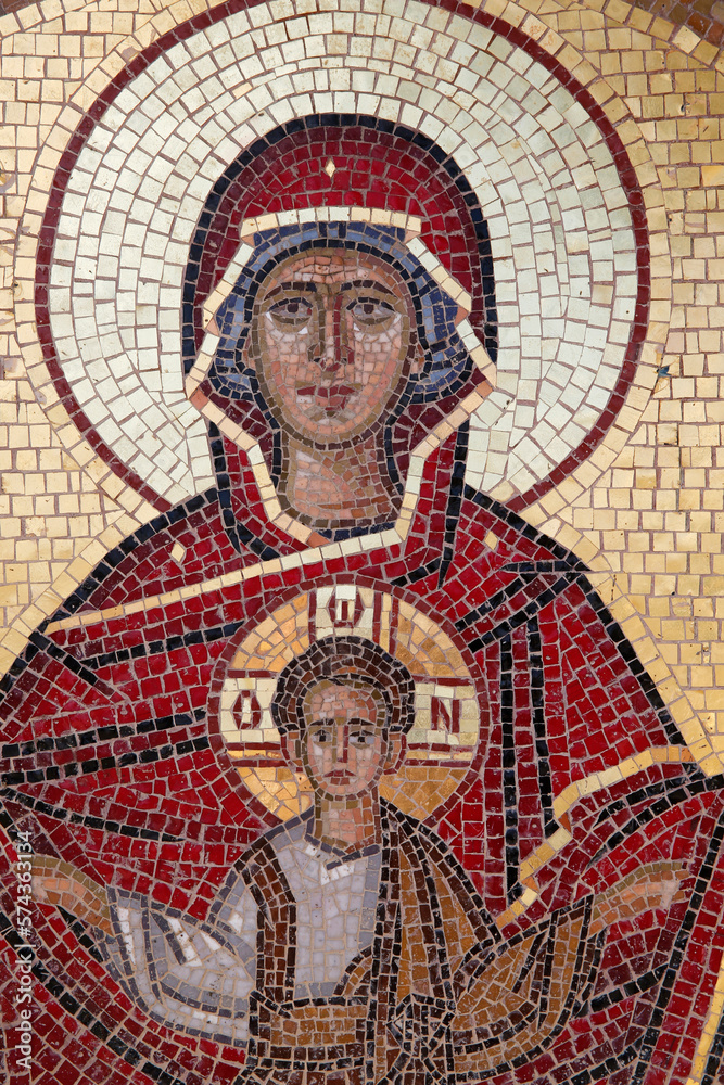 Fototapeta premium Virgin and child mosaic. Cyprus.