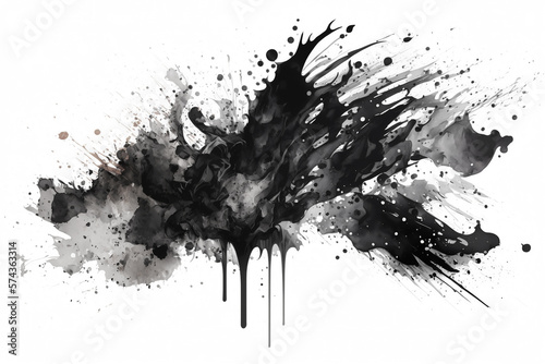 Black Watercolor Paint Powder Splat Explosive blob drip splodge spot Mark With an Explosion of Color  Movement and Artistic Flair Illustration Fun  Expressive