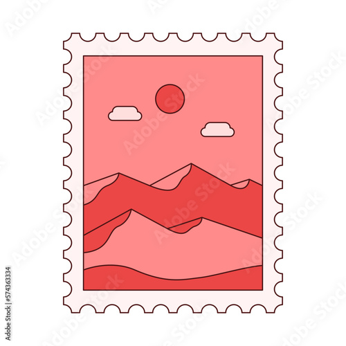 Desert Postage Stamp Illustration