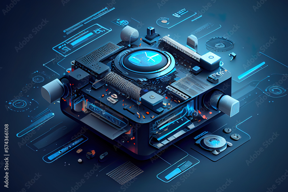 Fototapeta premium information technology concept with infographic elements. Generative Ai