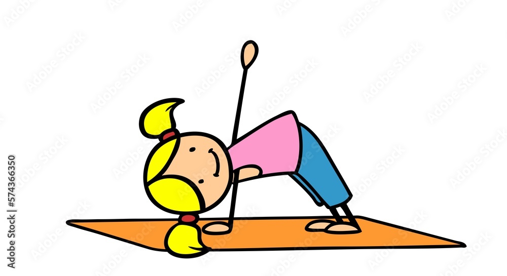 Girl doing the stretched side angle pose in yoga
