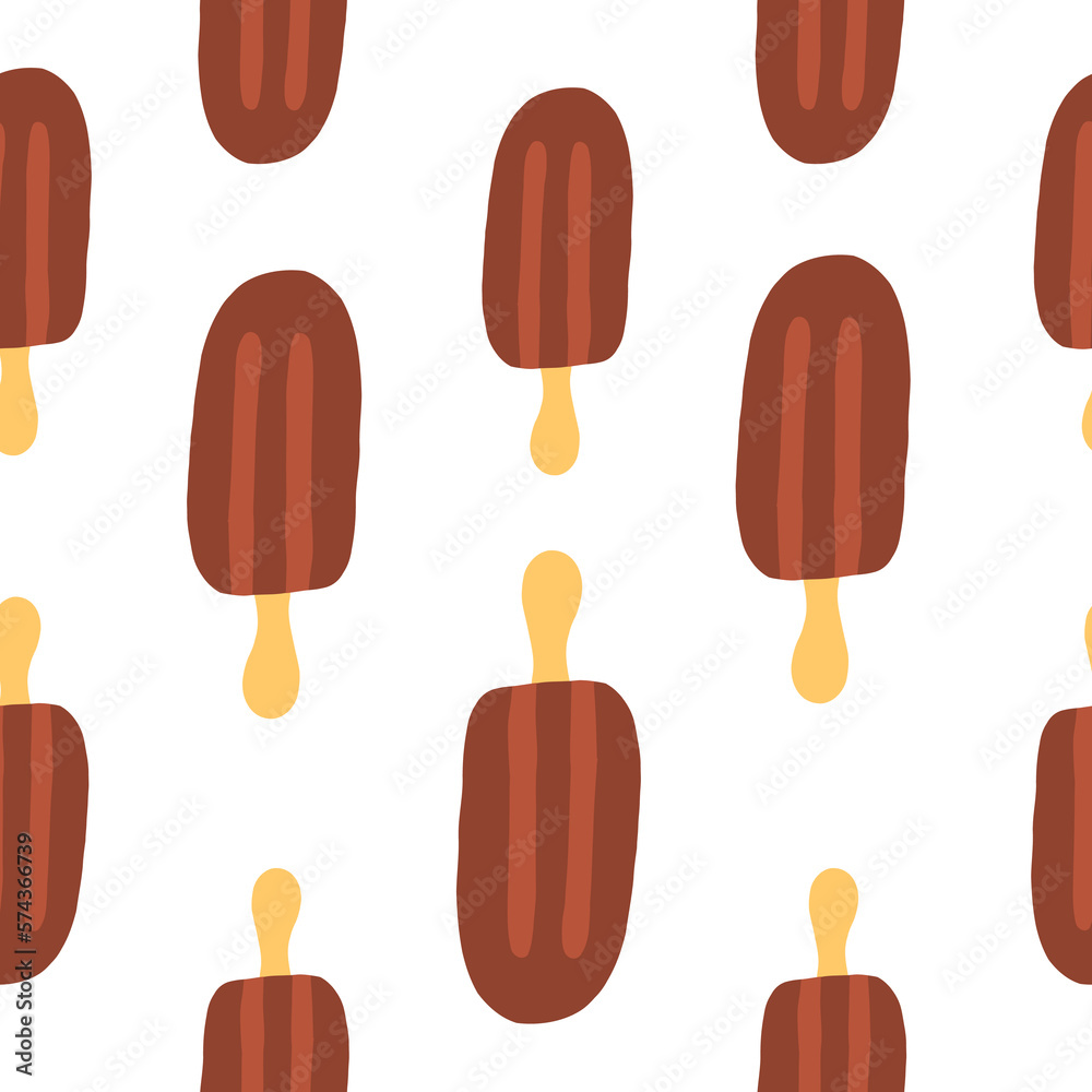 Popsicle ice cream. Vector seamless pattern in cartoon flat style isolated on white background.