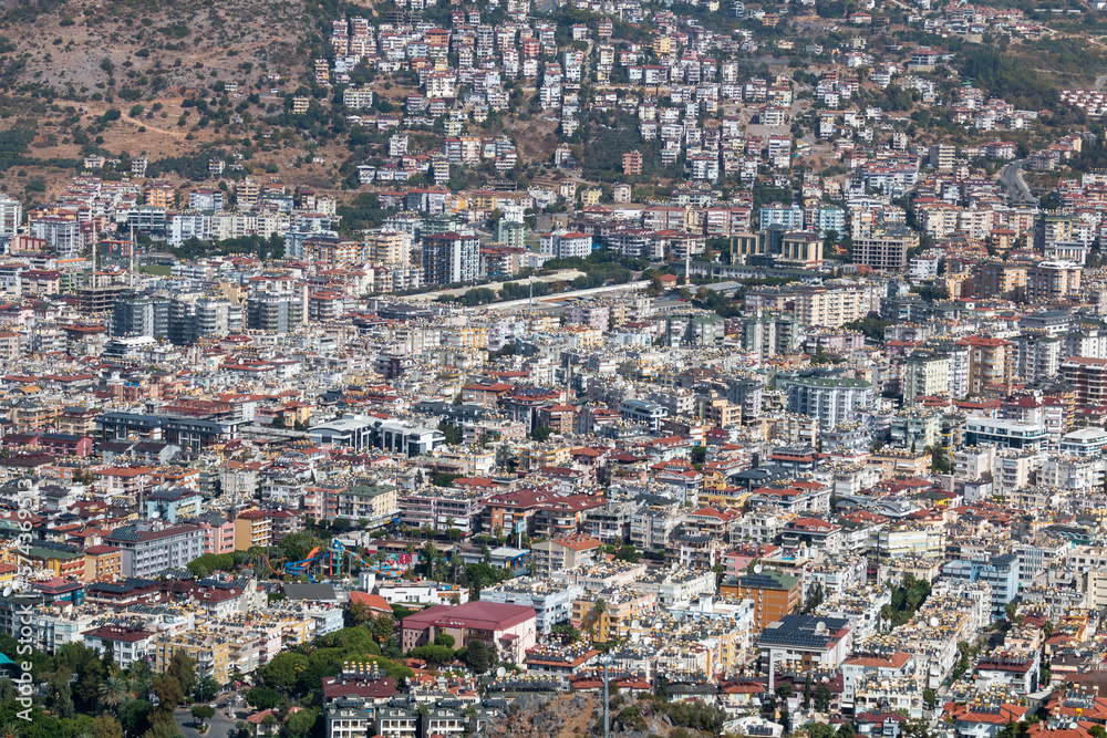 Panoramic view from Alanya Castle on city Buildings