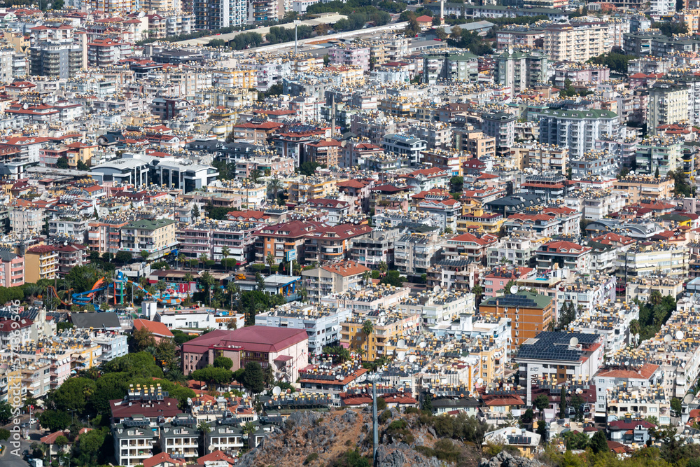 Panoramic view from Alanya Castle on city Buildings