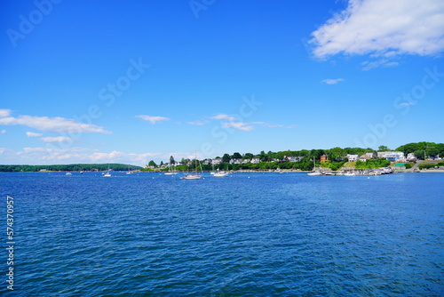 Landscape of Portland harbor, fore river, and Casco Bay and islands, Portland, Maine © Feng