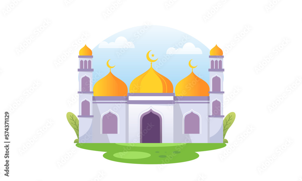 Beautiful Ramadan Kareem Mosque Vector Illustration