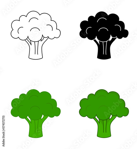 Broccoli set line icons. Flat vector illustration.