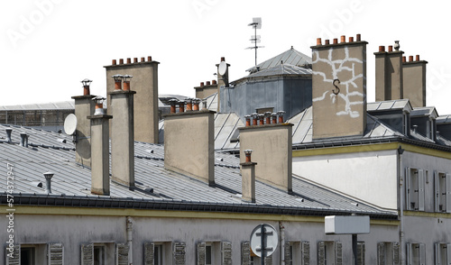 Sticker View of Paris roofs with chimneys