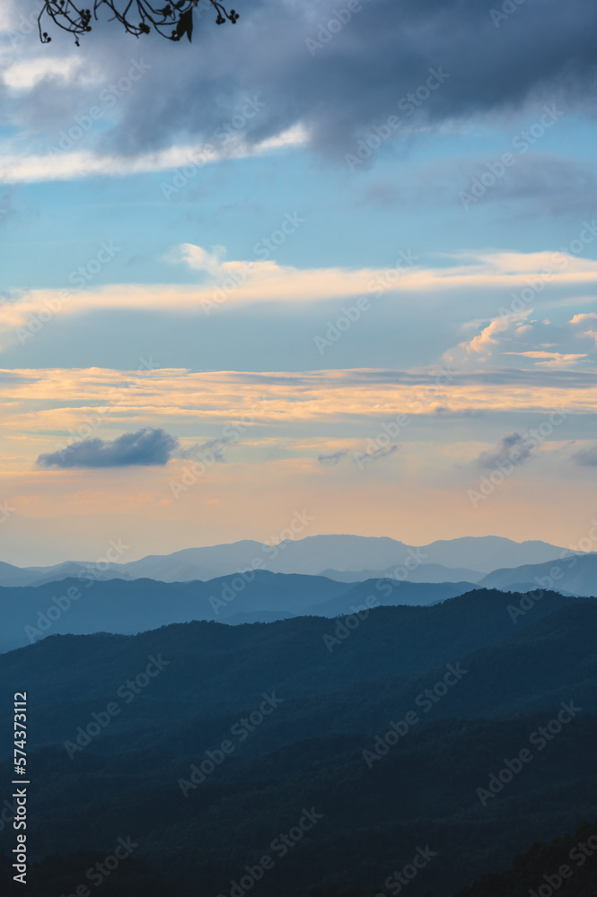 Sunset view and layers mountain at rural area chiangmai.Chiang Mai sometimes written as Chiengmai or Chiangmai, is the largest city in northern Thailand Sunset view and layers mountain at rural area chiangmai.Chiang Mai sometimes written as Chiengmai or Chiangmai, is the largest city in northern Thailand