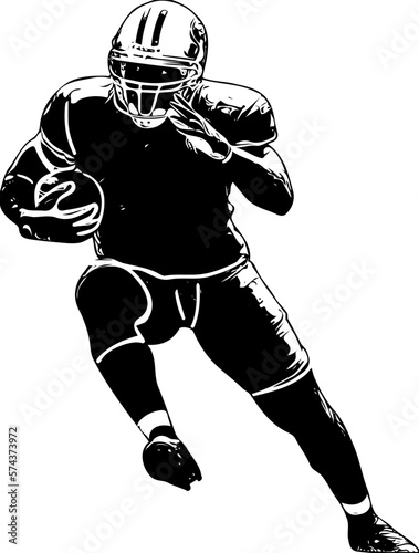 Silhouette of rugby player, sketch drawing vector illustration of rugby player in action