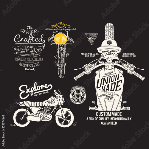motorcycle illustration and type for print