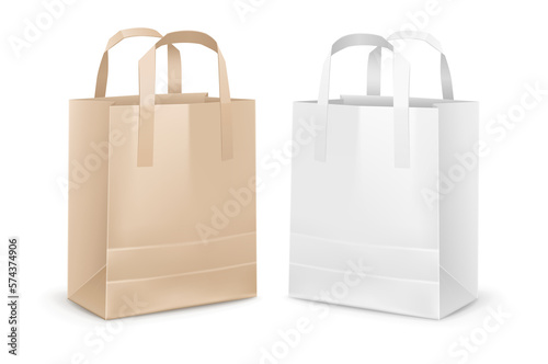 Kraft and matte paper shopping bags Mockup PNG