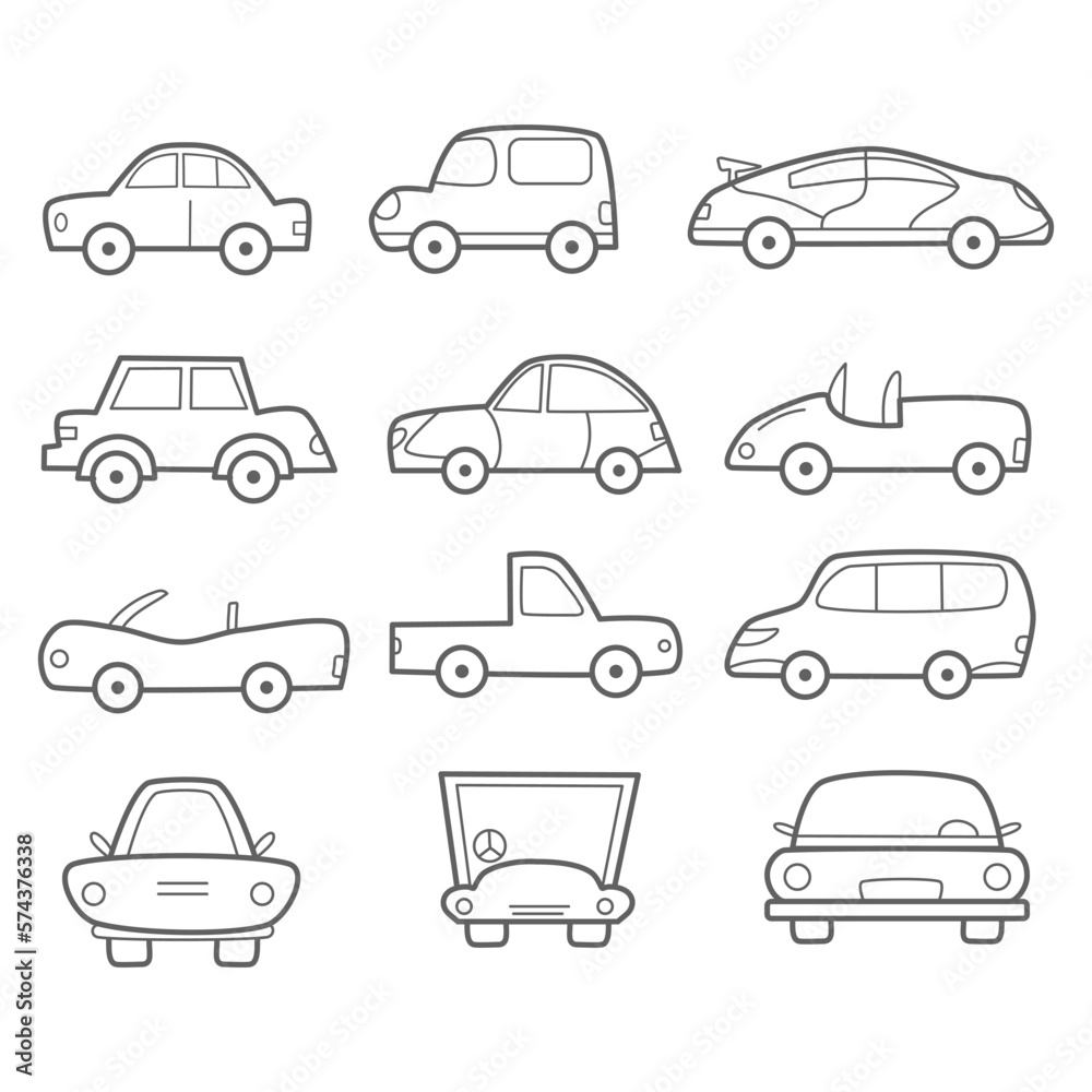 set of cars doodle