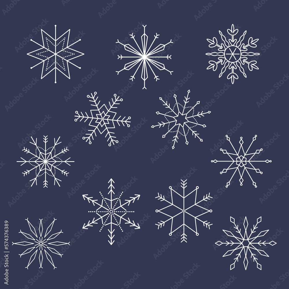 set of snowflakes set of snowflakes