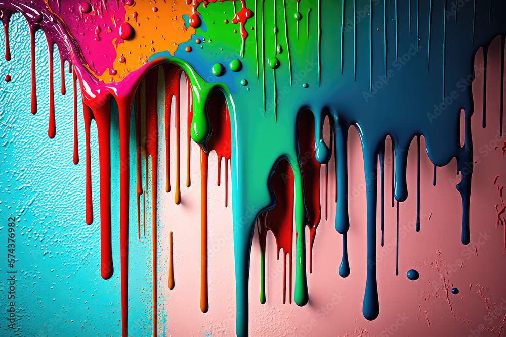 Colorful paint dripping.Generative AI Colorful paint dripping.Generative AI