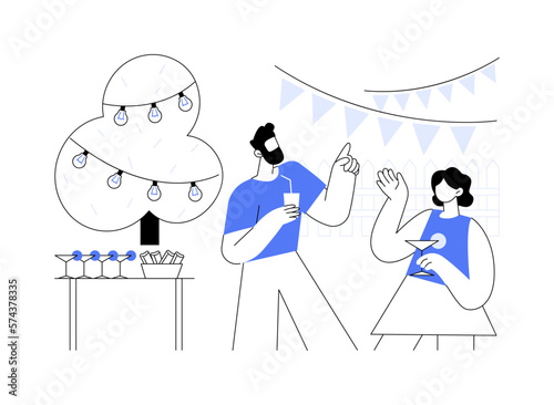 Garden party decoration abstract concept vector illustration.