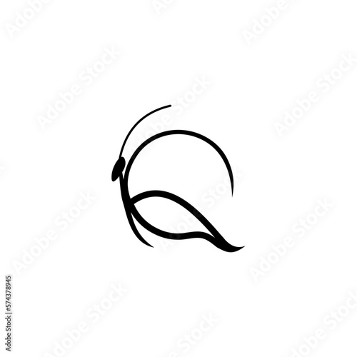  ILLUSTRATION OF BUTTERFLY AND LETTER Q