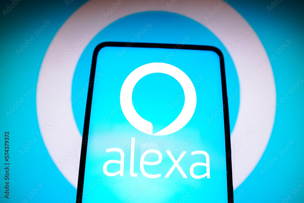 February 22, 2023, Brazil. In this photo illustration, the  Alexa logo  is seen displayed on a smartphone. Stock Photo