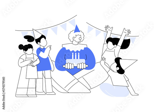 Kids birthday abstract concept vector illustration.