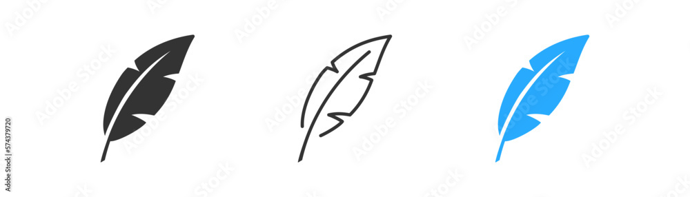 Feather icon on light background. Lightweight symbol. Caligraphy, plume, quill, fluffy, literature, book writing, education. Outline, flat and colored style. Flat design. Vector illustration. Feather icon on light background. Lightweight symbol. Caligraphy, plume, quill, fluffy, literature, book writing, education. Outline, flat and colored style. Flat design. Vector illustration.