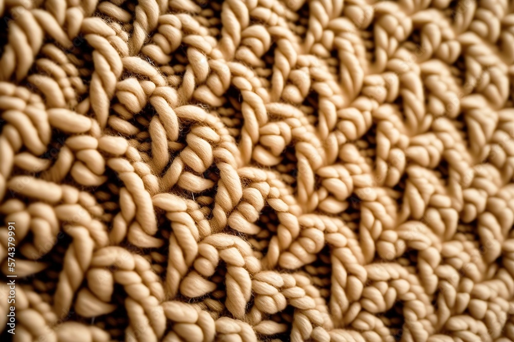 Close up image of textured knitwear in brown color. Generative AI illustration Close up image of textured knitwear in brown color. Generative AI illustration