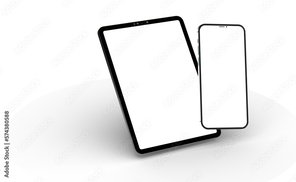 Blank screen realistic tablet frame, rotated position, side view, top view. The tablet is at different angles. Layout of a universal set of devices Blank screen realistic tablet frame, rotated position, side view, top view. The tablet is at different angles. Layout of a universal set of devices