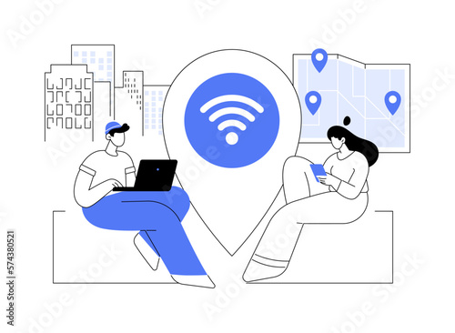 Public wi-fi hotspot abstract concept vector illustration.