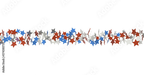 Fototapeta Naklejka Na Ścianę i Meble -  Stars - Red white blue shiny confetti stars on white background, isolate, tricolor concept, independence and freedom day USA