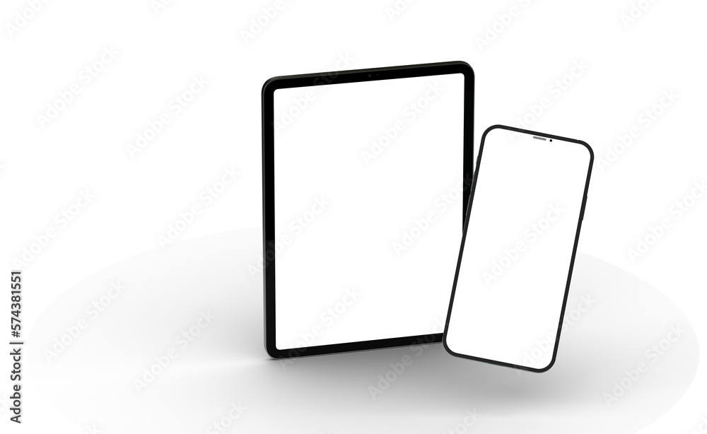 Black tablet computer with blank screen, isolated on white background Black tablet computer with blank screen, isolated on white background
