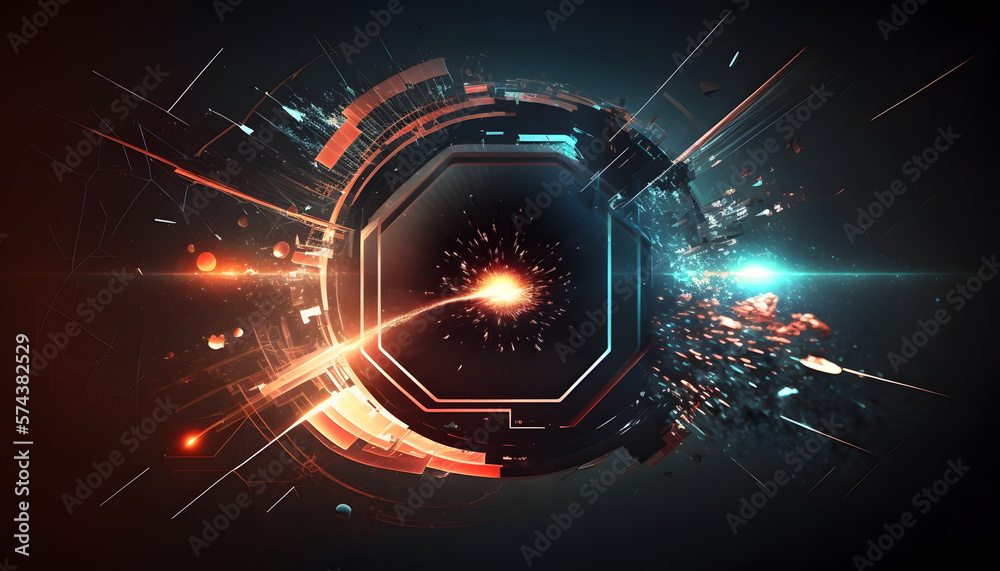 Fototapeta premium Abstract Cyber Space Background, Futuristic geometric shapes