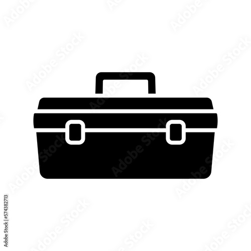 Tool box icon. Black silhouette. Front view. Vector simple flat graphic illustration. Isolated object on a white background. Isolate.