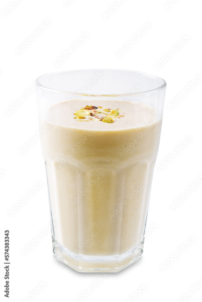Mango lassi on a white isolated background Mango lassi on a white isolated background