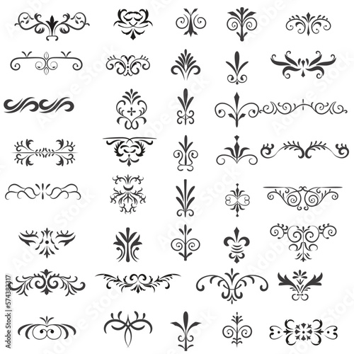 Ornamental Rule Lines in Different Design, Decorative dividers, Swirl elements, Vector graphic elements for design vector elements