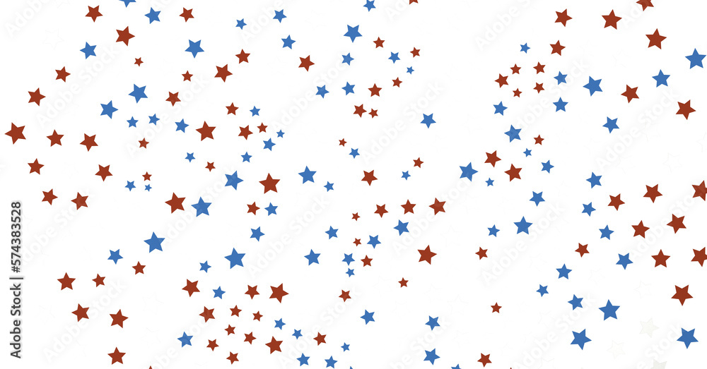 Stars - Red white blue shiny confetti stars on white background, isolate, tricolor concept,