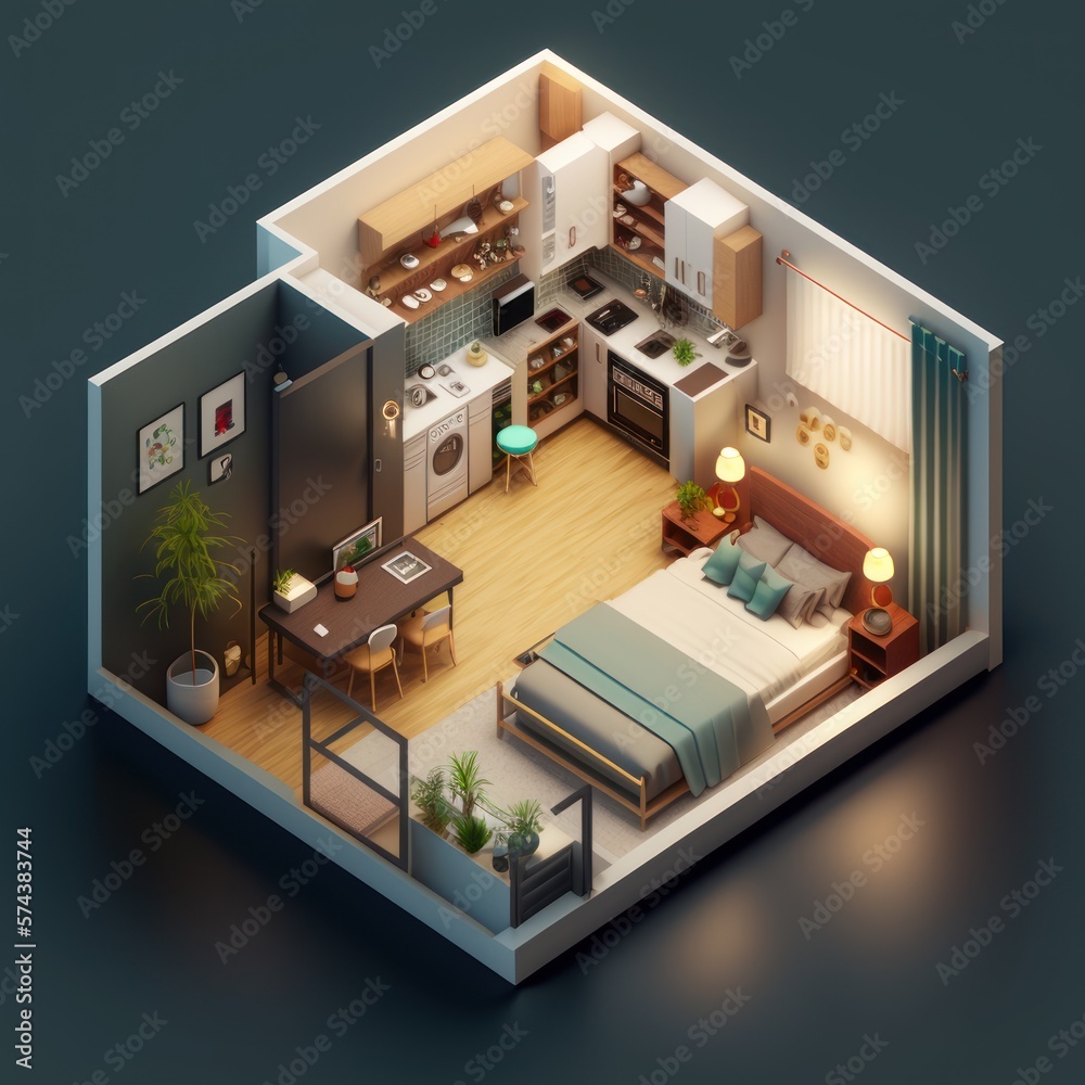 Isometric bedroom design is a complex process that involves careful consideration of architectu, GENERATIVE AI