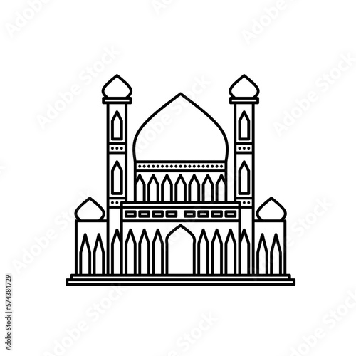 Mosque building line art is suitable for templates and colored books