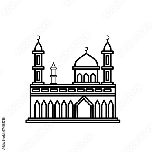 Mosque building line art is suitable for templates and colored books