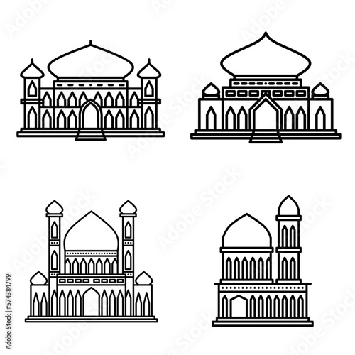 A set of mosque line drawings, perfect for picture books or greeting card ornaments
