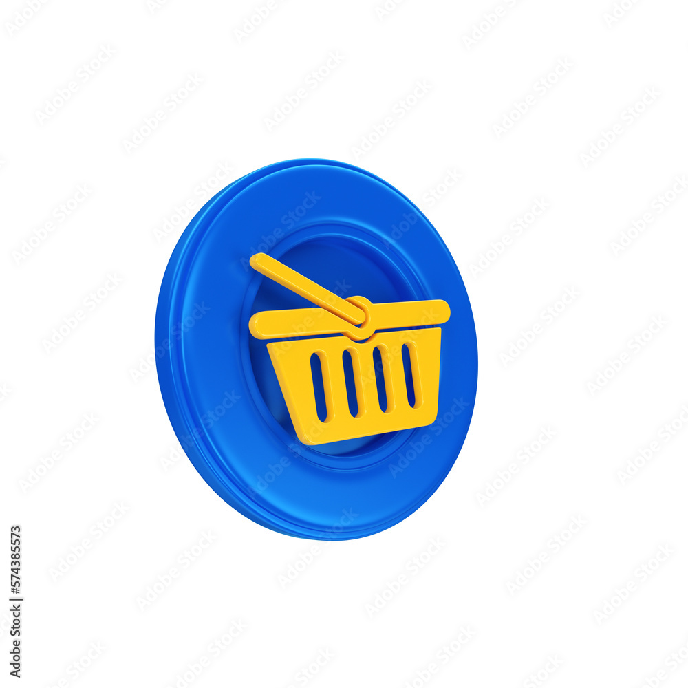 Supermarket basket icon 3D render Supermarket basket icon 3D render
