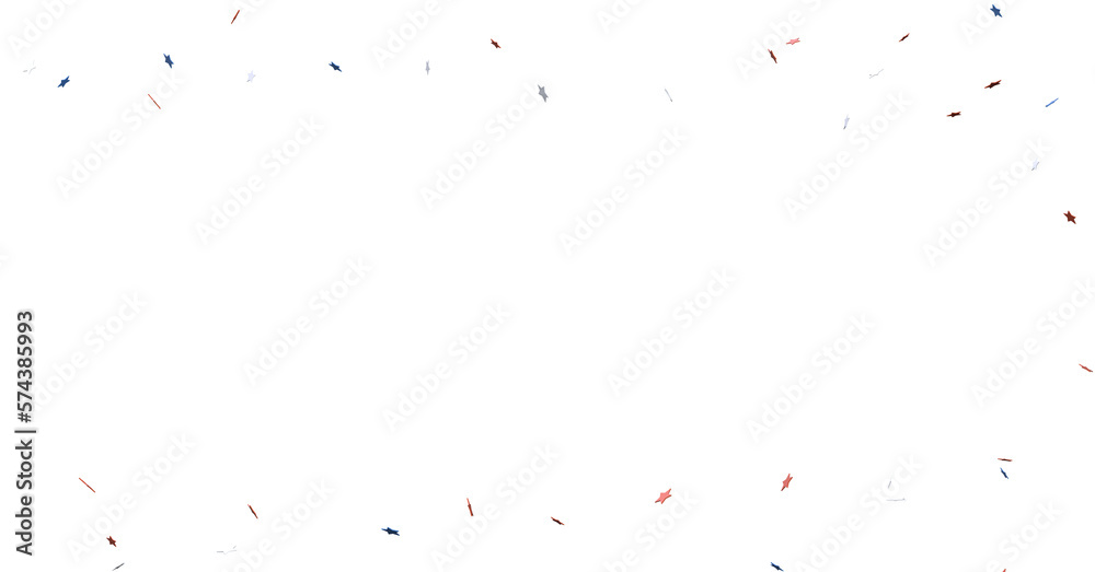 Obraz premium A blue glitter confetti border with red and blue stars on white