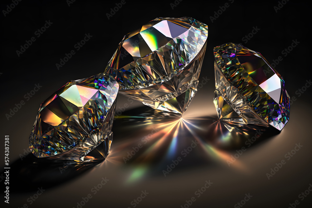 close-up of beautiful diamonds on white background