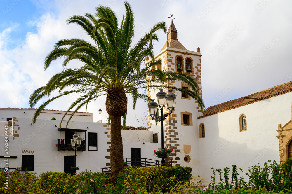 Streets and houses of Canarian old town Betancuria on Fuerteventura island, winter in Spain