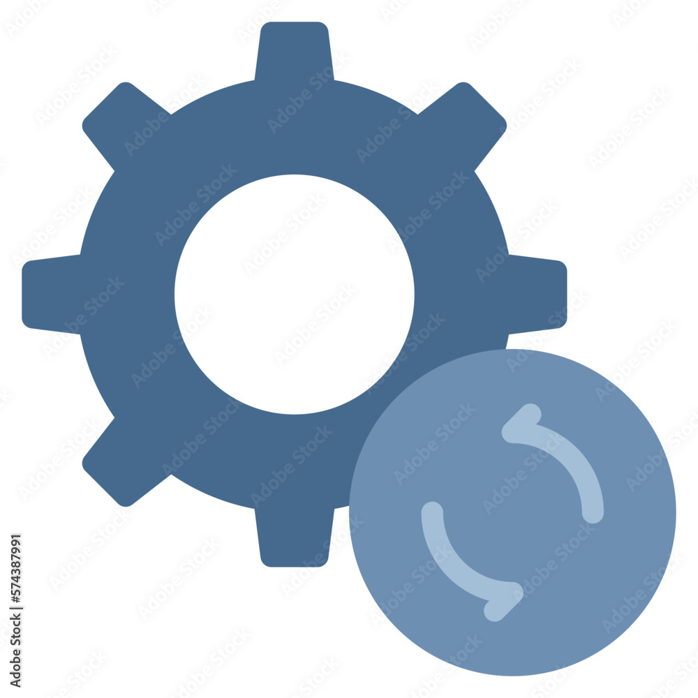 refresh system reboot cog icon flat style