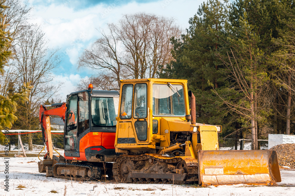 Heavy industrial machinery equipment at construction site