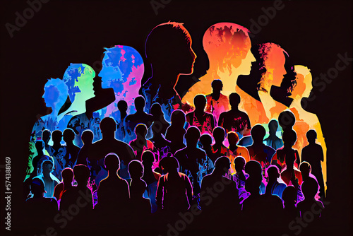 Colorful silhouettes of people supporing LGBT rights