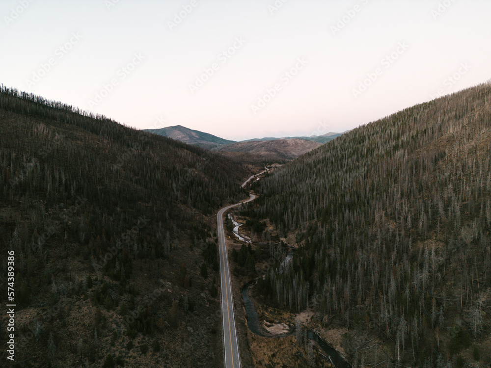 Mountain road through the valley
