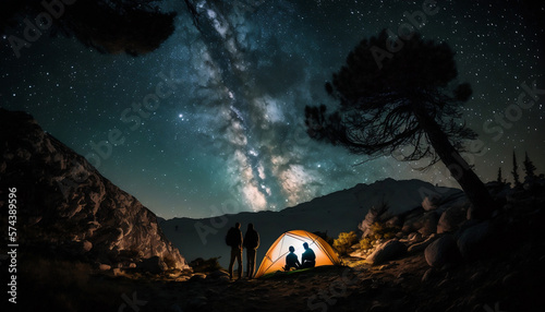 Camping Outdoors with the Milky Way in the Background AI generative